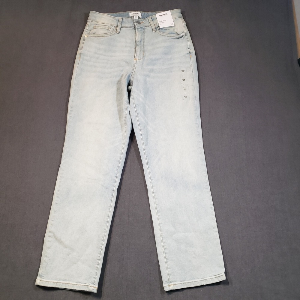 Sonoma High Rise Straight Jeans Womens 8R Light Wash Denim Stretch NWT